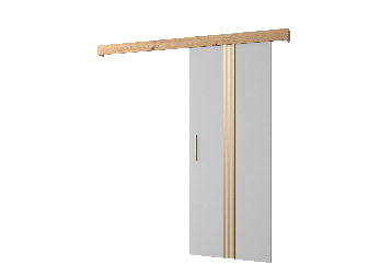 Posuvné dveře 90 cm Sharlene V (bílá matná + dub artisan + zlatá)