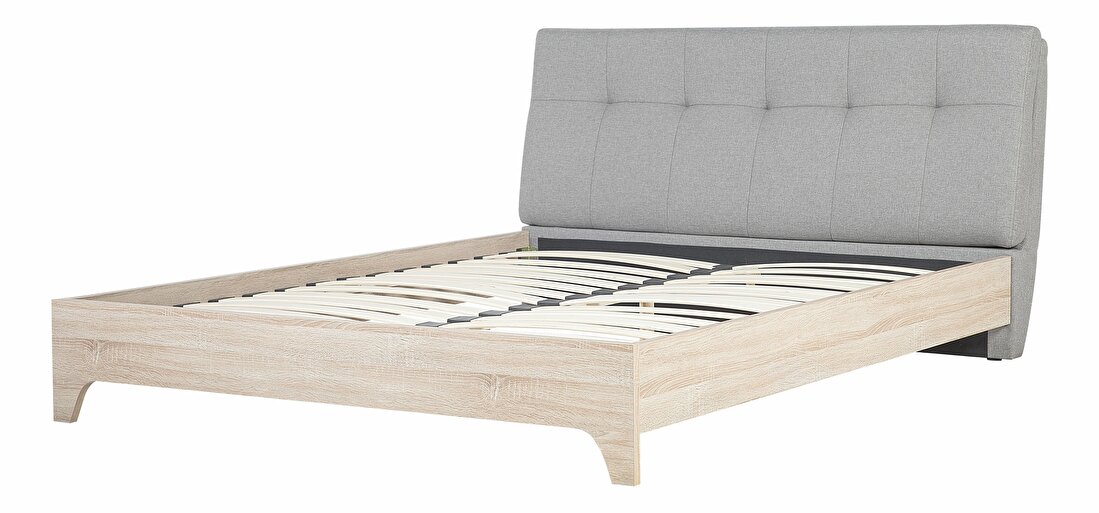Manželská postel 160 cm BERGAMO (s roštem) (šedá + světlé dřevo)
