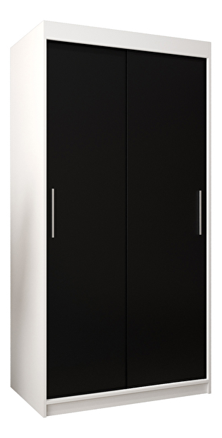 Šatní skříň 100 cm Toki (Bílá matná + Černá matná)