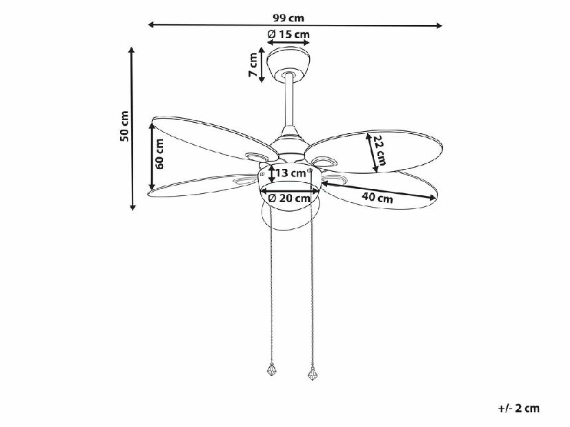 Stropní ventilátor se světlem Weibinar (bílá)