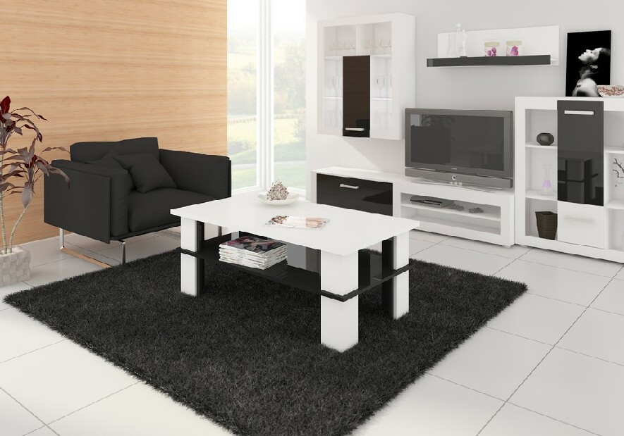 Konferenční stolek Futura 2 (bílá + lesk černý) *bazar