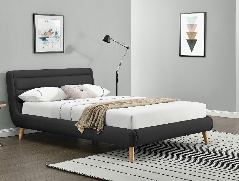 Manželská postel 140 cm Elanda (tmavě šedá) (s roštem)