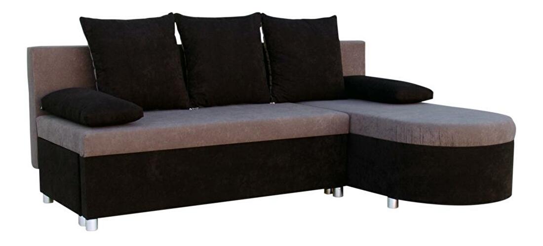 Rohová sedací souprava Darley černá šedá (2 úložné prostory, pěna) + polštáře