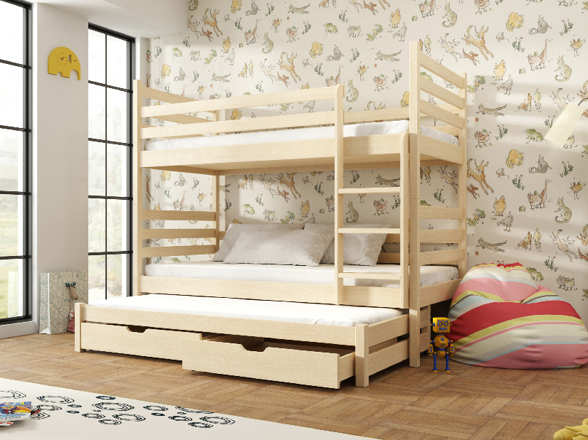 Dětská postel 90 cm TORI (s roštem a úl. prostorem) (borovice)