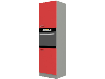 Potravinová kuchyňská skříňka na troubu Roslyn 60 DP 210 2F (červená + šedá)
