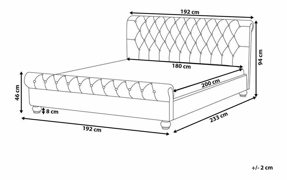 Manželská postel 180 cm ARCHON (s roštem) (šedá)