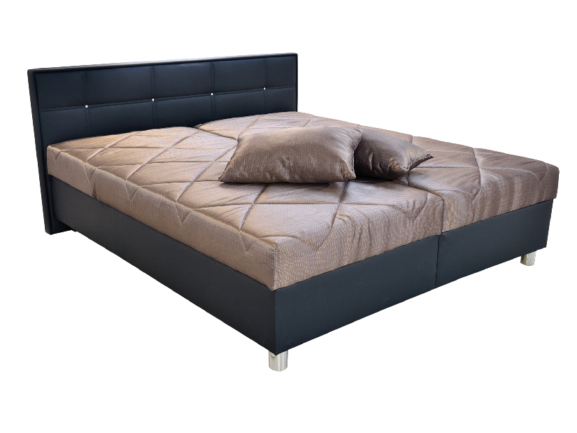 Manželská postel 160 cm Blanář Belfast (hnědá + černá) (s rošty a matracemi)