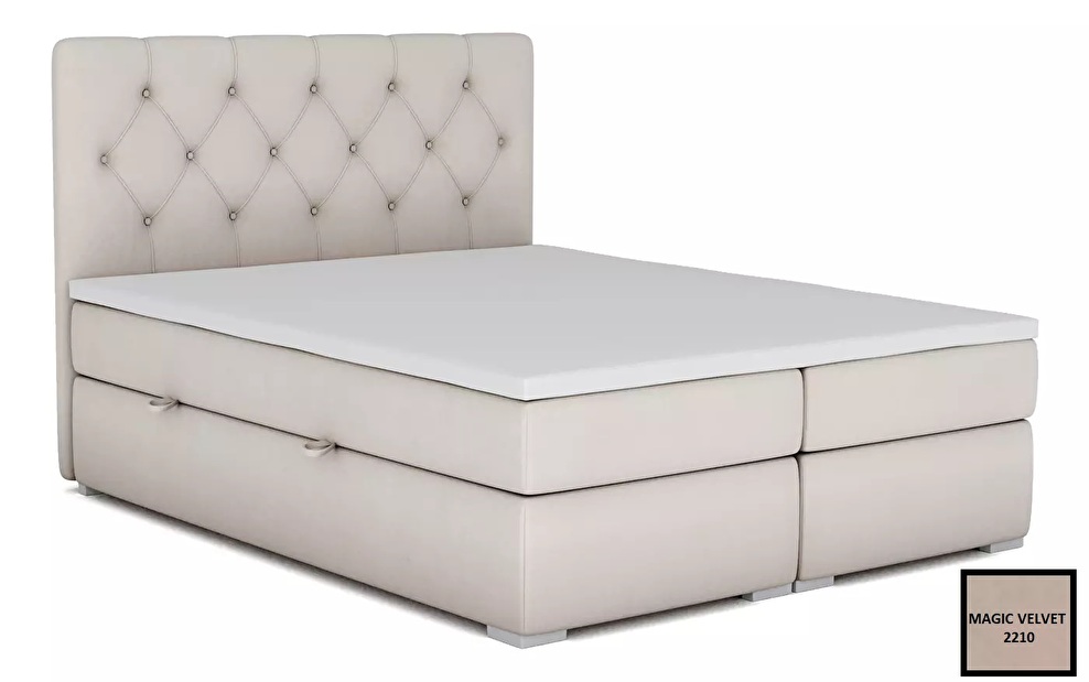 Manželská postel Boxspring 160 cm Ronda (s úložným prostorem) (béžová)