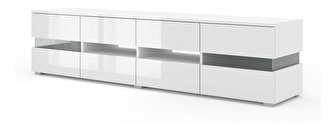 TV stolek/skříňka Vaimo (matná bílá + lesklá bílá)