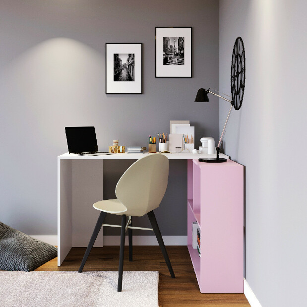 PC stolek Candice (Bílá + Růžová)