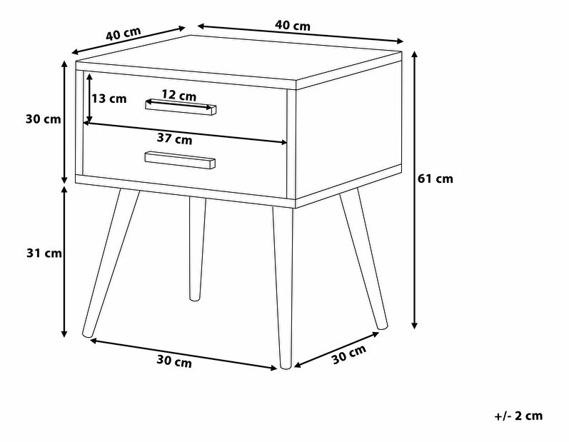 Noční stolek Alberta (bílá) menší (2 zásuvky) *výprodej