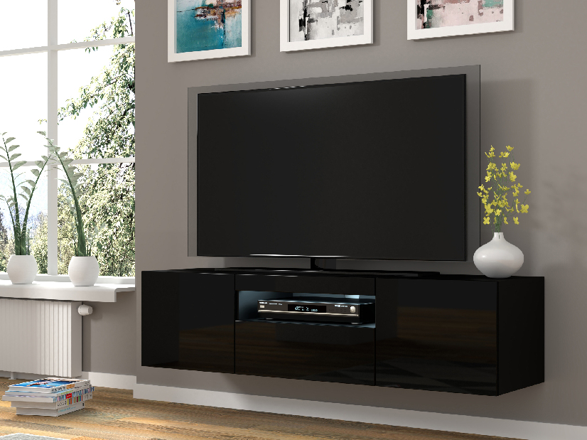 TV stolek/skříňka Aurora (černý lesk) (LED)