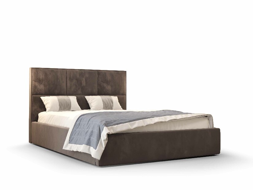Manželská postel 140 cm Elna (hnědá) (s roštem a úložným prostorem)