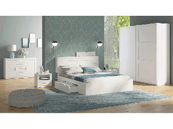 Ložnice (postel 160X200cm, 2 ks noční stolek, skříň) Ramiok (bílá)