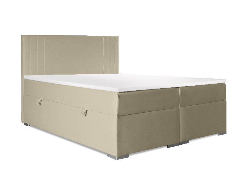 Kontinentální postel 160 cm Morcano (béžová) (s úložným prostorem)