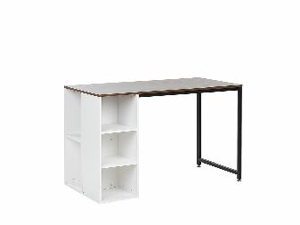 PC stolek DAROSA (tmavé dřevo + bílá)