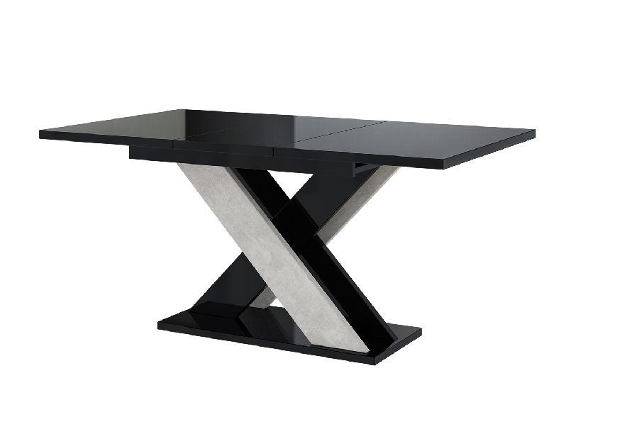 Jídelní stůl Xalin (lesk černý + kámen) (pro 4 až 6 osob)