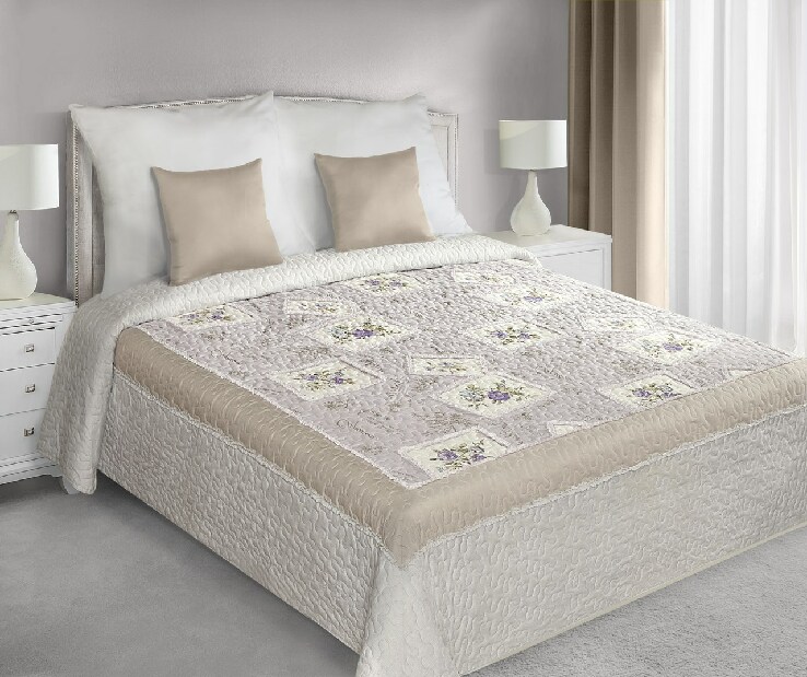 Přehoz na postel 240x220cm Ada (vzor fialový květ)
