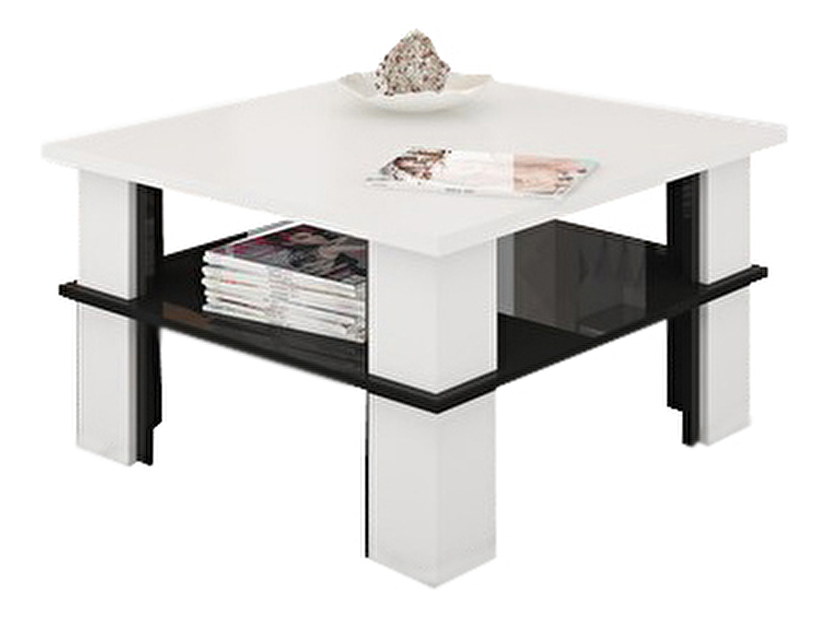 Konferenční stolek Futura 1 (bílá + lesk černý) *výprodej