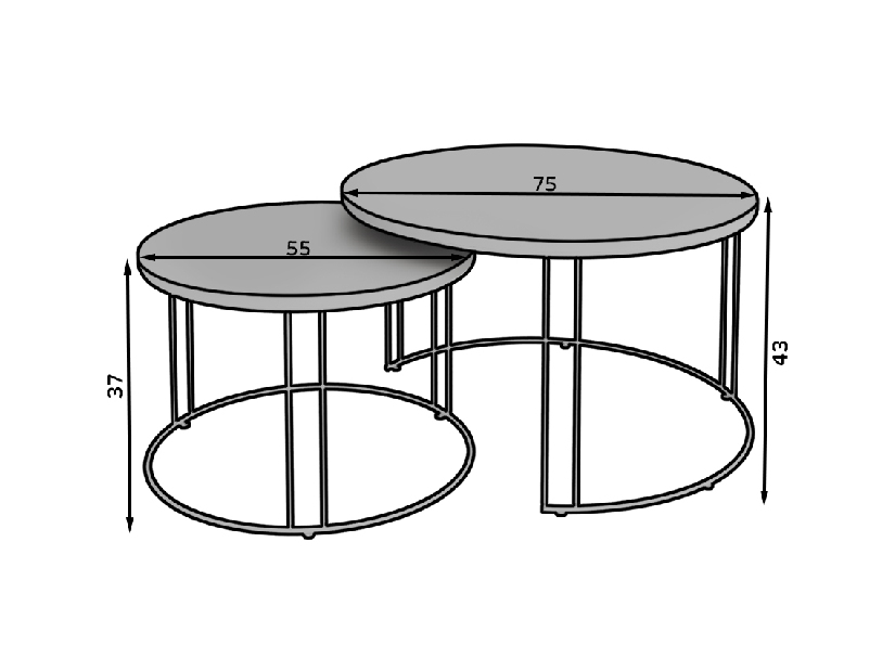 Set 2 ks. konferenčních stolků Essence (bílá + beton)