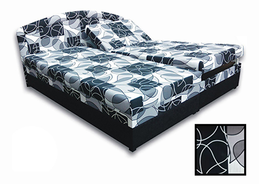Manželská postel 160 cm Velvet (s pěnovými matracemi) (černá + vzor) *výprodej