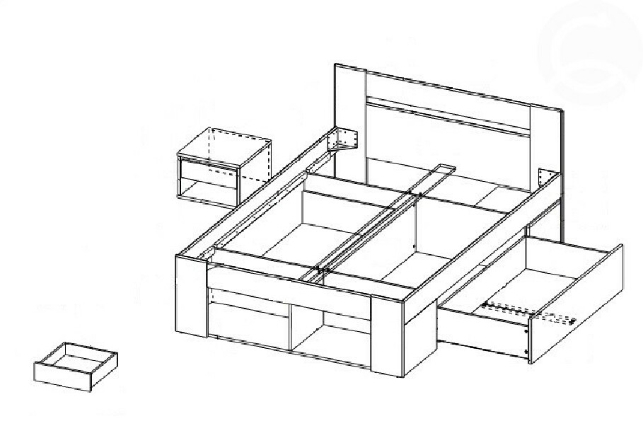 Manželská posteľ 140 cm Milo (so zásuvkami a noč. stolíkmi) MOB-4027 *výprodej