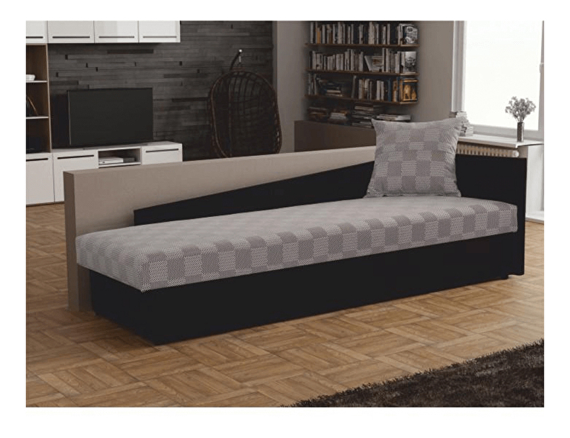 Jednolůžková postel (válenda) 80 cm Jeannine (šedá + černá) (s úl. prostorem) (P)