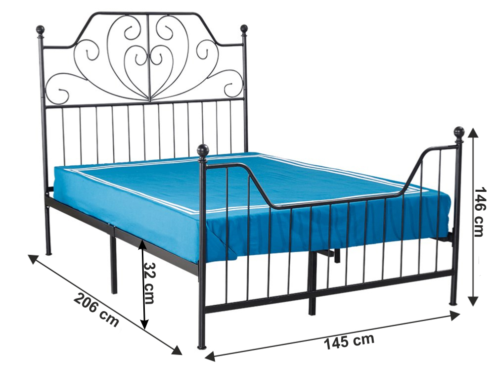 Manželská postel 140 cm Ridul (s roštem) (černá)