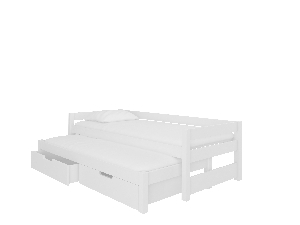 Rozkládací dětská postel 200x90 cm Fifo (s roštem a matrací) (bílá)