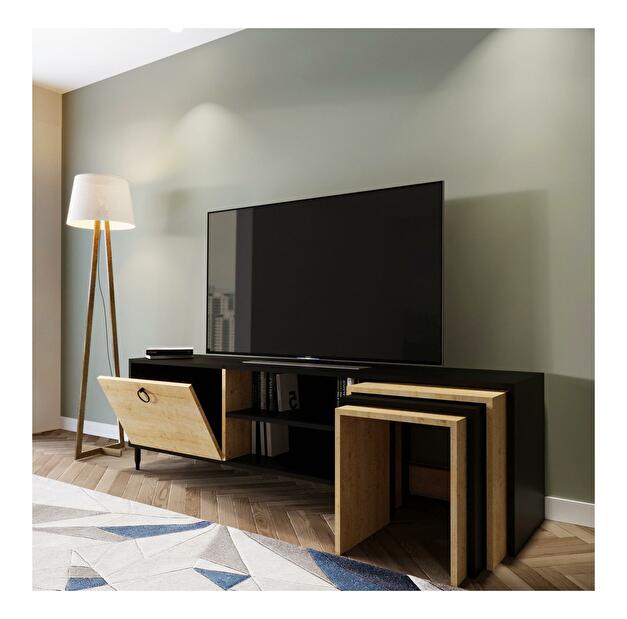 TV stolek/skříňka Zigg (černá + dub)