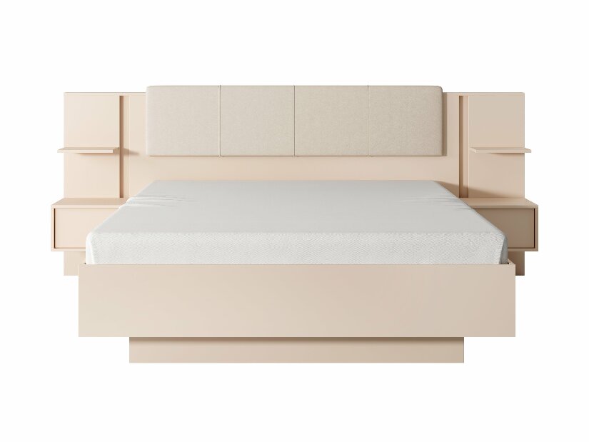 Manželská postel 160 cm s nočními stolky Danton K (s úložným prostorem) (bez matrace a roštu) (béžová)