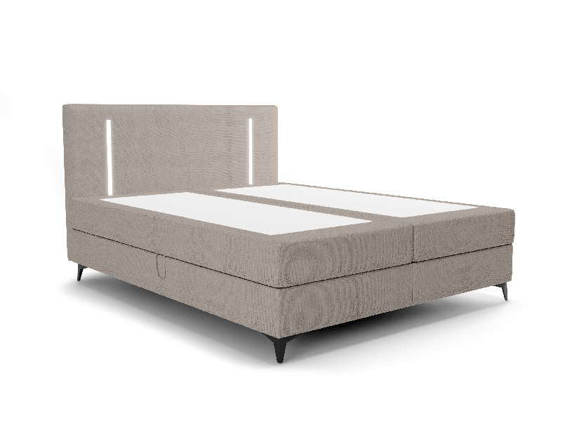 Manželská postel 200 cm Ortega Comfort (hnědošedá) (s roštem a matrací, s úl. prostorem) (s LED osvětlením)