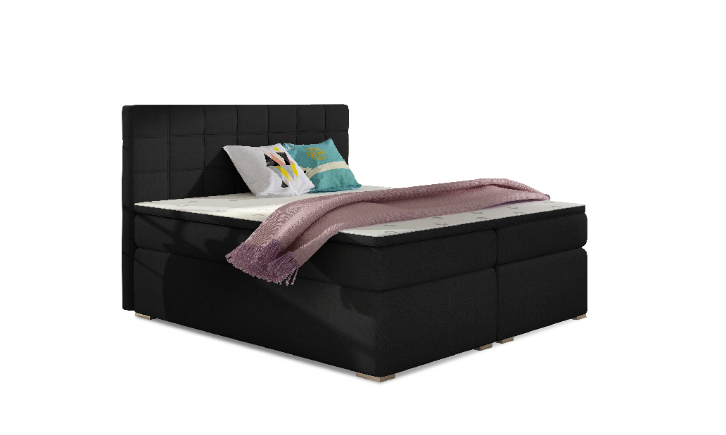 Manželská postel Boxspring 160 cm Abbie (černá) (s matracemi)