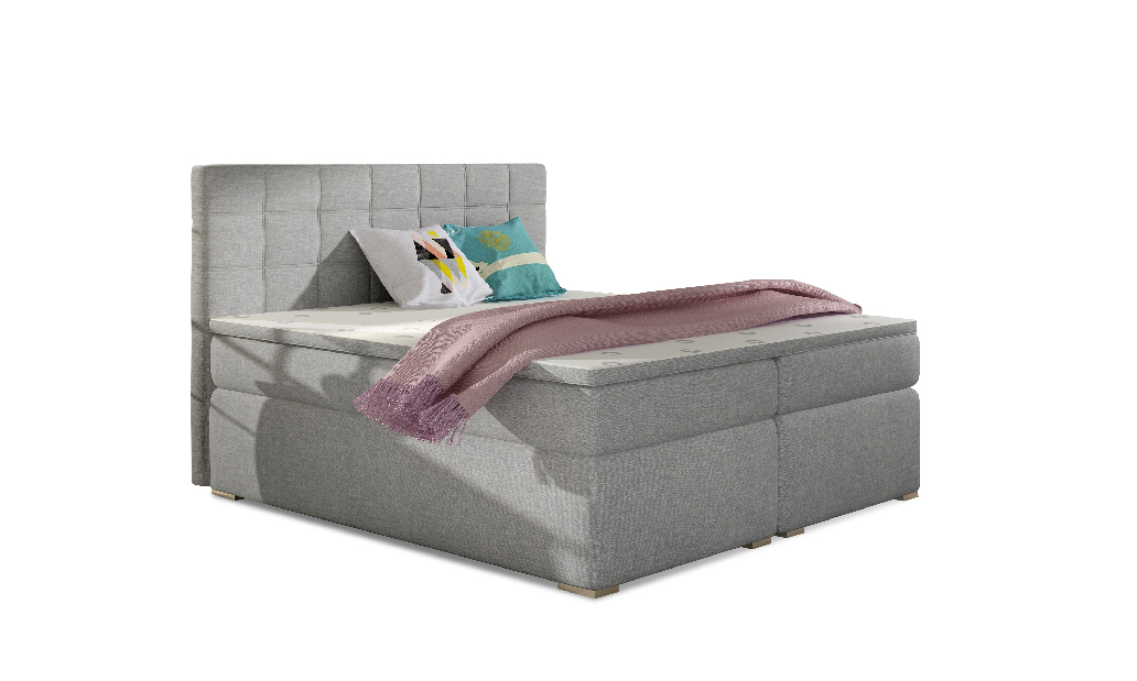 Kontinentální postel 160 cm Abbie (světle šedá) (s matracemi)