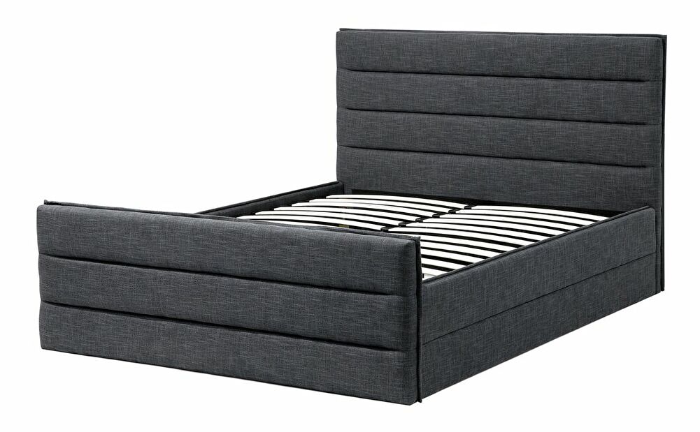 Manželská postel 160 cm VALDO (s roštem) (tmavě šedá)