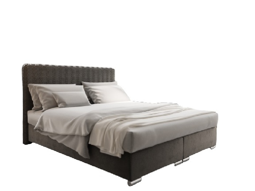 Manželská postel 160 cm Boxspring Penarth Comfort (tmavě šedá) (s roštem, matrací a úl. prostorem)