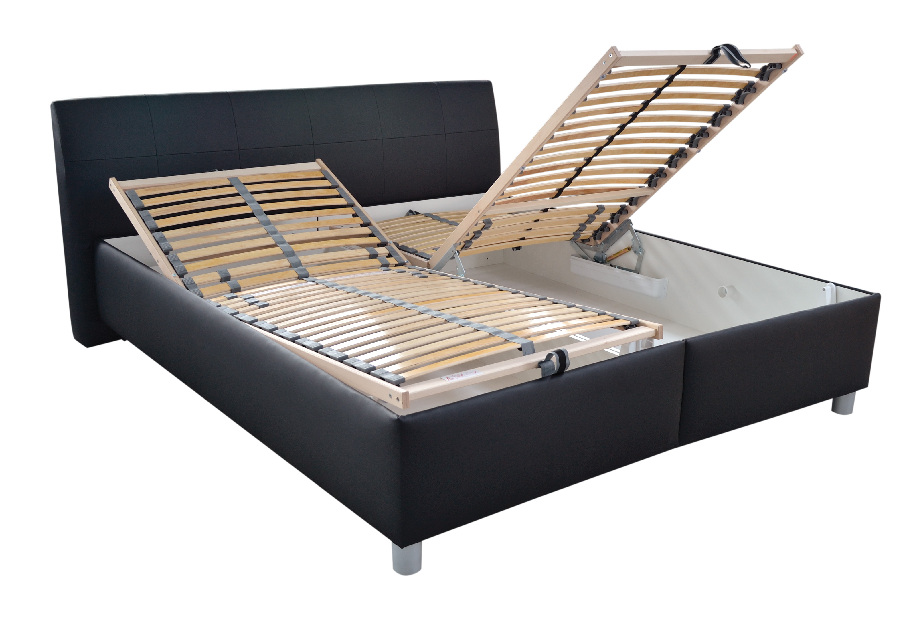 Manželská postel 160 cm Blanár Nice (s roštem a matracemi) (černá)