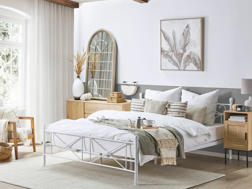 Manželská postel 180 cm RANDEZ (s roštem) (bílá)