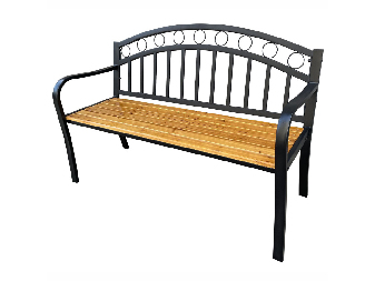 Zahradní lavička Auki (černá + přírodní dřevo)