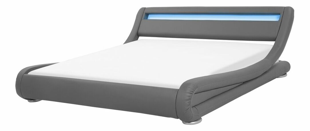 Manželská postel 180 cm AVENUE (s roštem a LED osvětlením) (šedá)