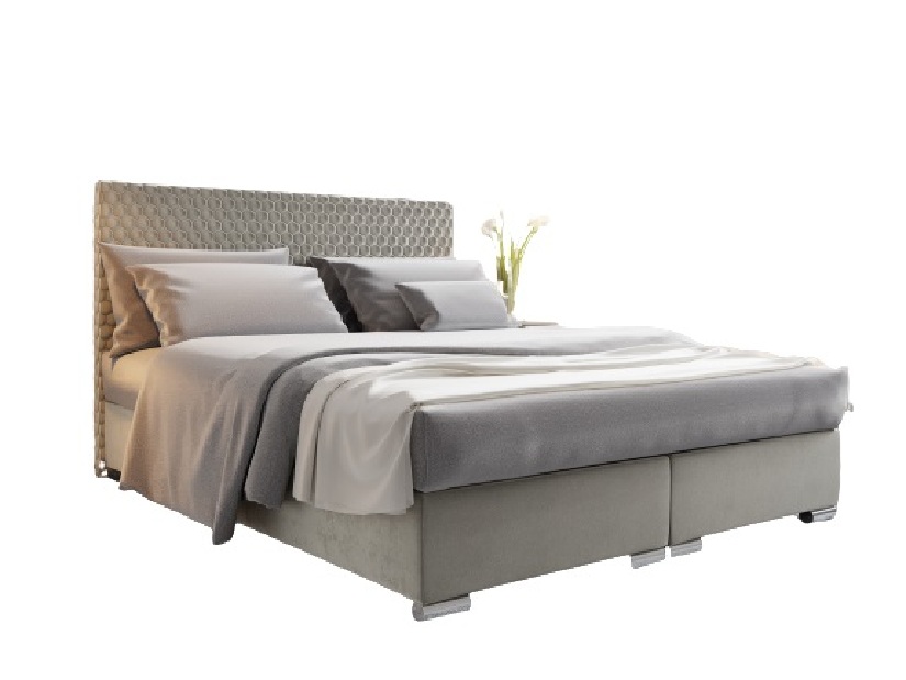 Kontinentální postel 140 cm Harlan Comfort (světle šedá) (s roštem, matrací a úl. prostorem)