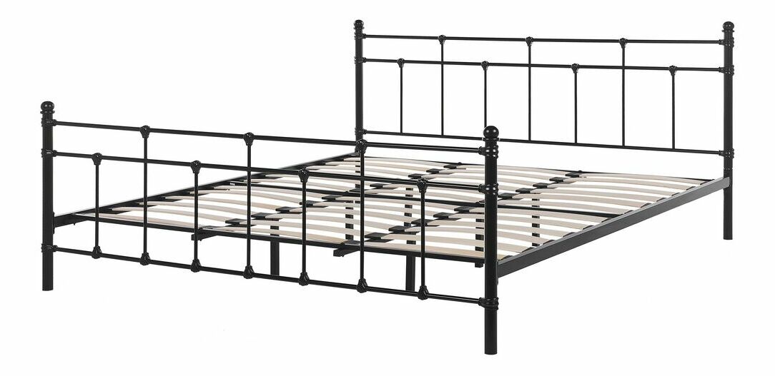 Manželská postel 180 cm LUXO (s roštem) (černá)