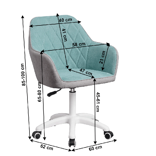 Kancelářská židle Senta (mentolová + šedá)