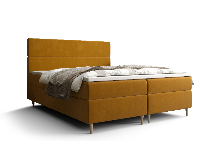 Manželská postel Boxspring 160 cm Flu (zlatá) (s matrací a úložným prostorem)