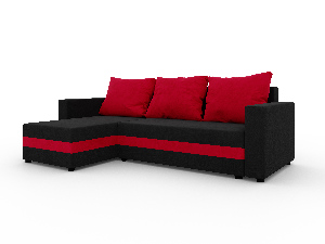 Rohová sedačka Safino (černá + červená) (L)