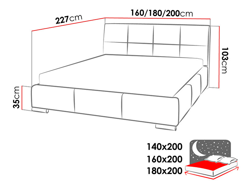 Manželská postel 140 cm Carbonara (s roštem) (světle šedá) *výprodej