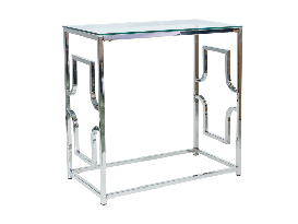 Konzolový stolek Vannessa (sklo + chromová)