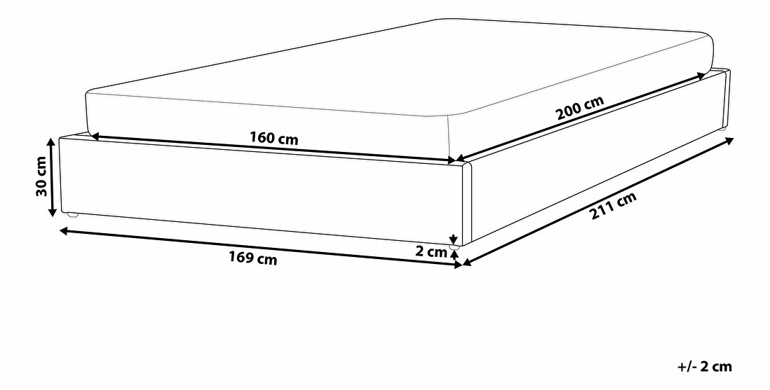 Manželská postel 160 cm DIJON (s roštem a úl. prostorem) (béžová)