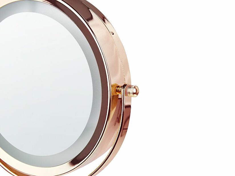 Kosmetické zrcadlo Shevaun (růžovozlatá) (s LED osvětlením)