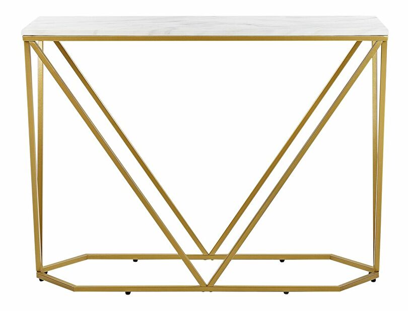 Konzolový stolek Hazie (bílá + zlatá)